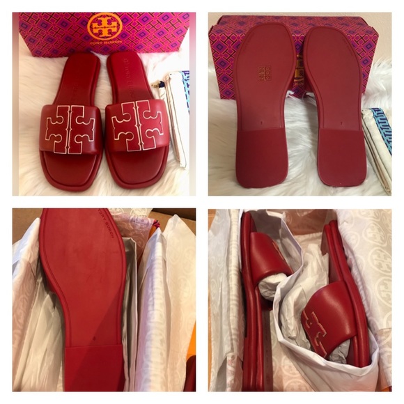 Tory Burch Shoes - ✨NWT Tory Burch Double-T Monogram Padded Leather Slide Sandals